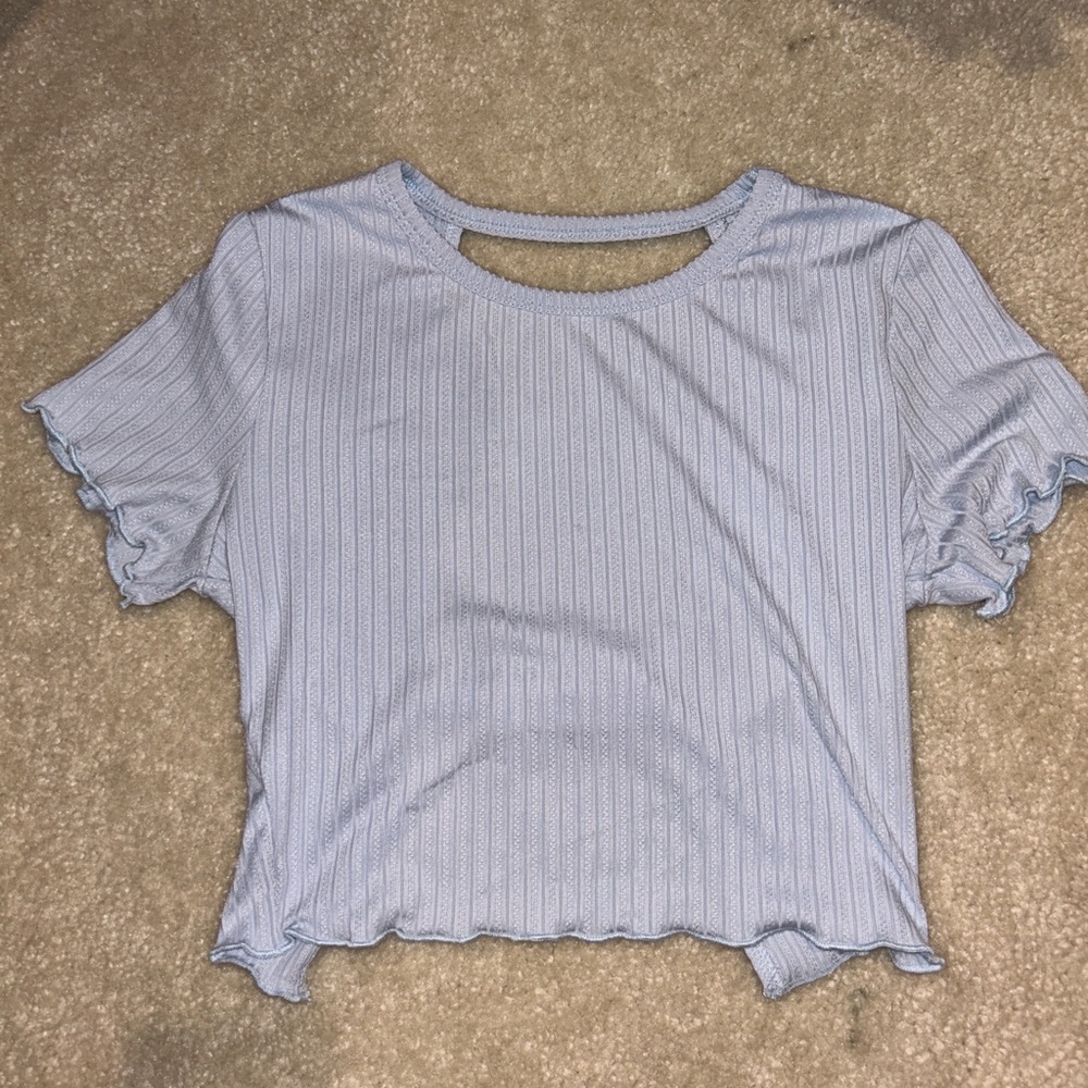 Soft baby blue t with open back